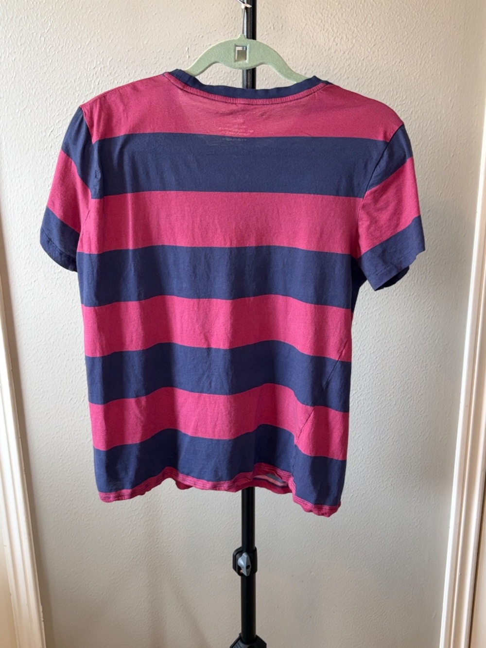 Cynthia Rowley Red Navy Striped Tee Shirt Short Sleeve Cotton Top M/L - Picture 3 of 4